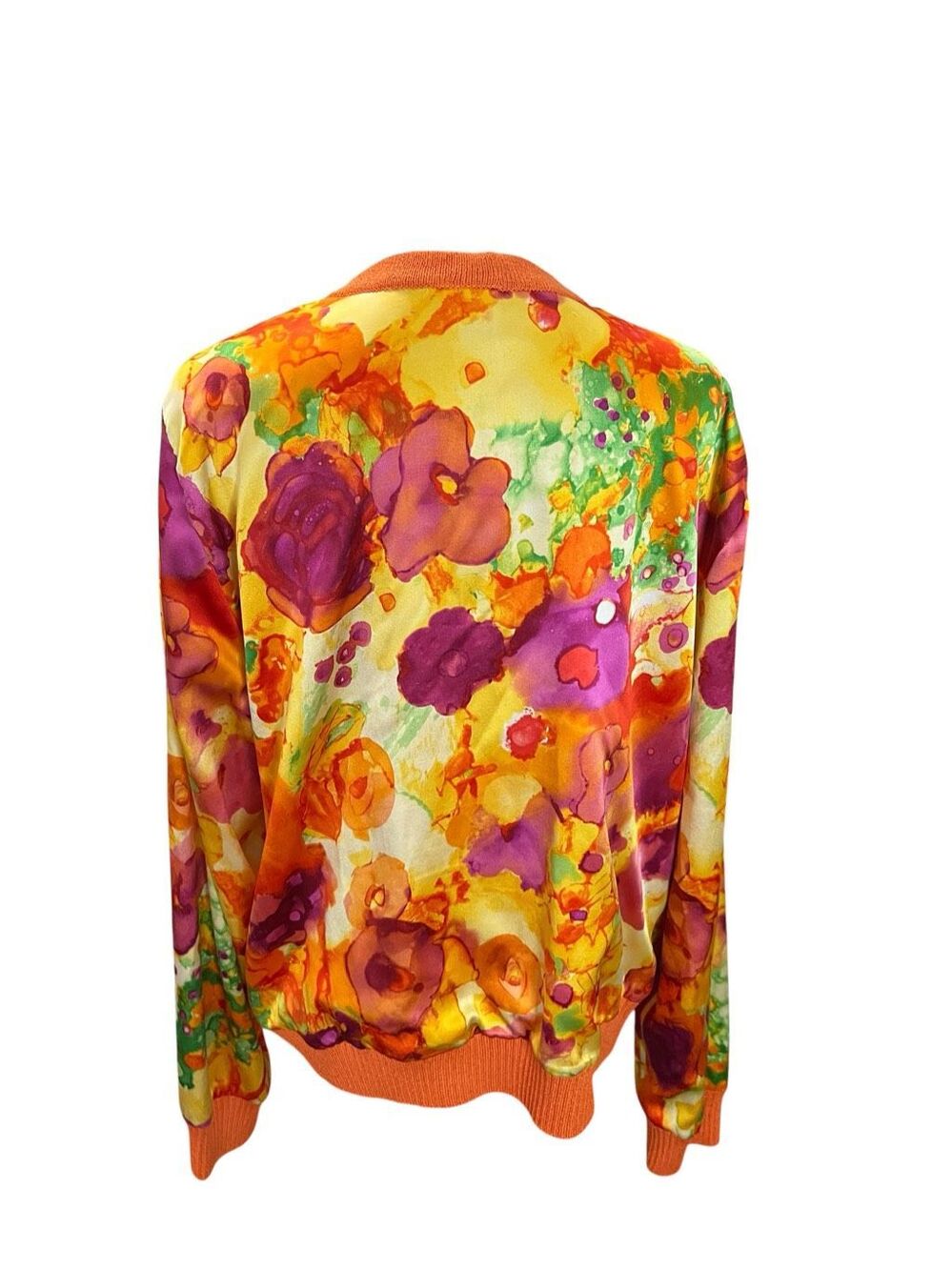 St John Collection 100% Silk Watercolor Floral Santana Knit Jacket 14 - Picture 5 of 8